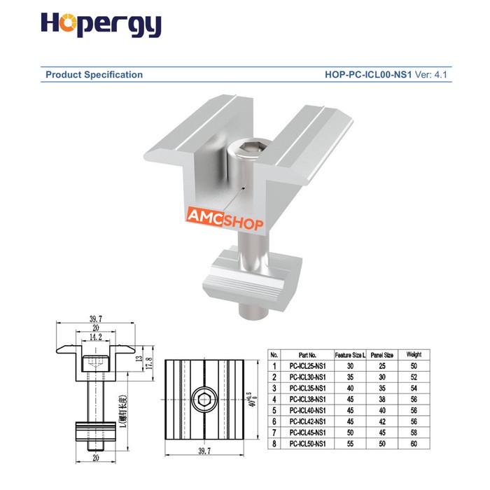 Jual Hopergy Middle Clamp Kit Mounting Solar PV Solar Module Panel ...