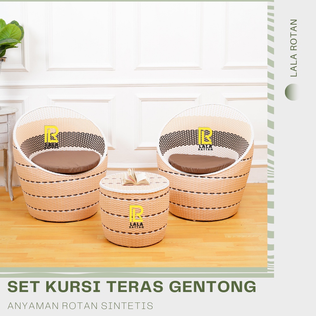 Jual Kursi Teras Gentong Rotan Gratis Bantal Dan Meja Set Kursi Teras Rotan Minimalis Shopee