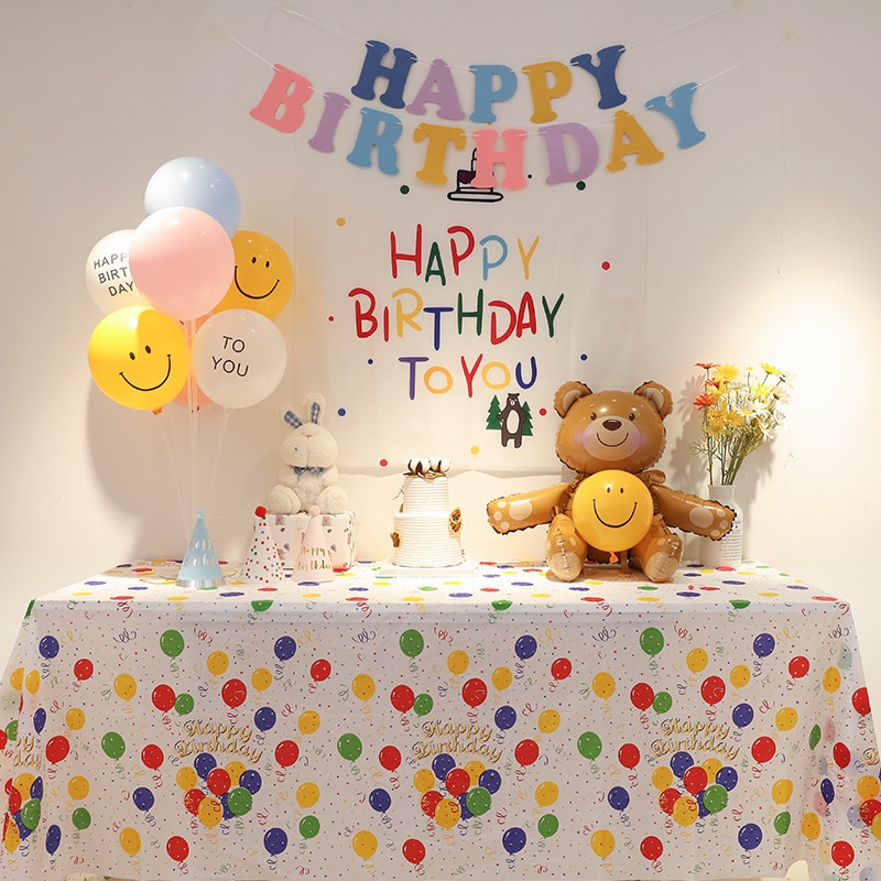 Taplak Meja Happy Birthday/HBD/Ulangtahun/Bday, Alas Meja, Taplak Meja Plastik, Dekorasi Bday