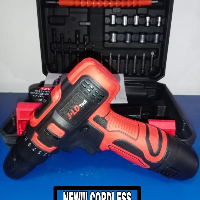 Jual Jld V Set Bor Obeng Bor Baterai V Charger Cordless Drill Merah Shopee Indonesia