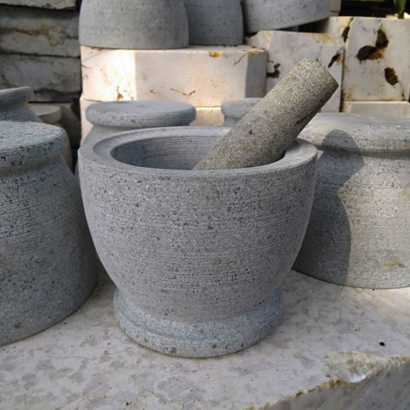 Jual Lumpang Alu Batu Andesit Natural Stone Mortar Pestle Tumbukan Batu Uleg Ulekan Shopee