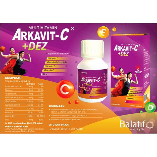 Jual ARKAVIT MULTIVITAMIN CDEZ ISI 30 KAPSUL / ARKAVIT C PLUS D E ZINC ...