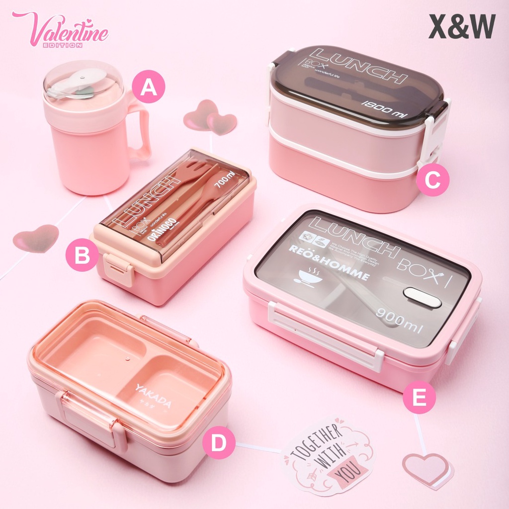 Jual X&W Hampers Lunchbox Spesial Valentine Kotak Makan Pink Series