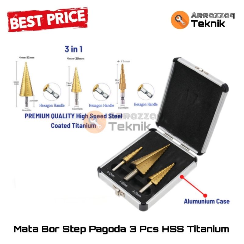 Jual Mata Bor Step Pagoda 3 in 1 HSS Titanium - Cone Drill Step 4 - 32 ...