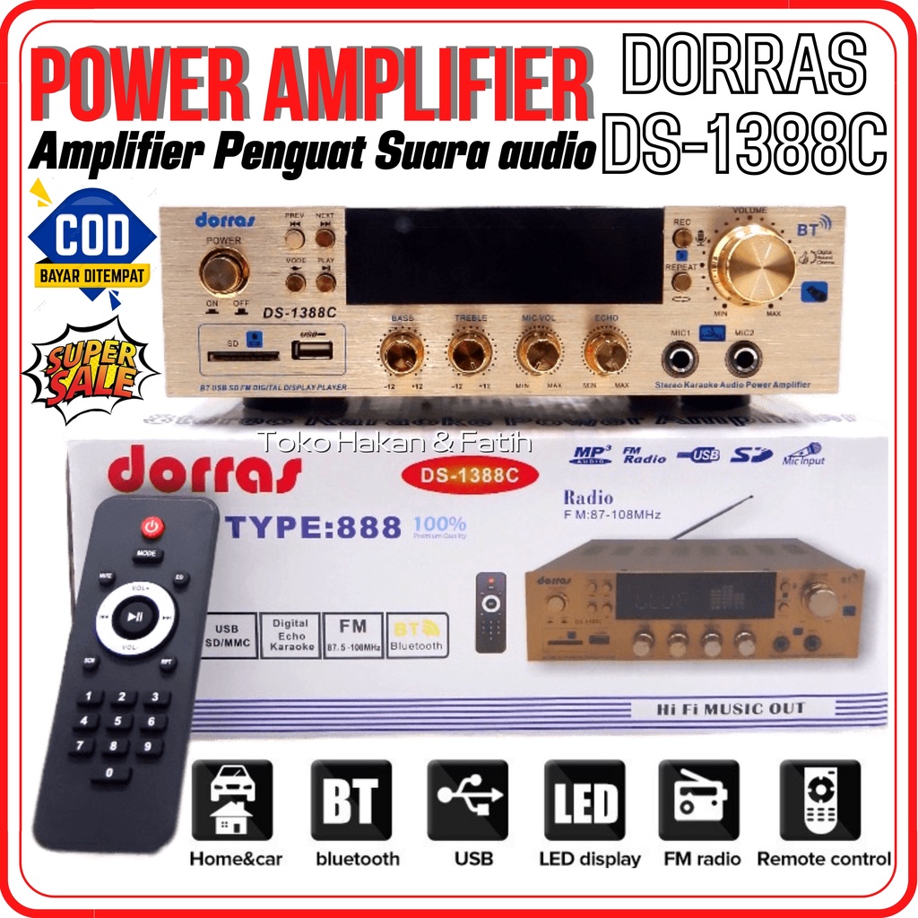 Jual Power Amplifier DORRAS BLUETOOTH DS1388C Amplifier JUMBO DORRAS