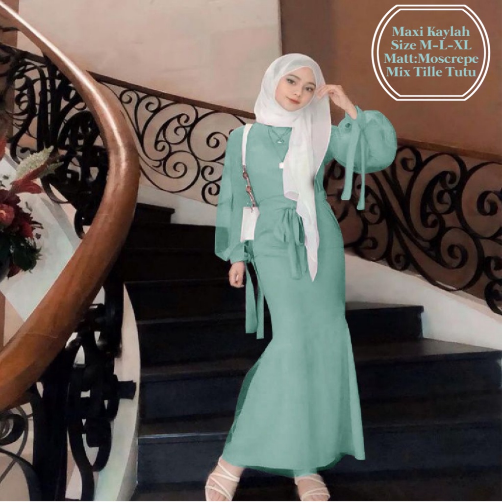 Jual Pakaian Muslim Wanita Busui Model Duyung Terbaru Lengan Balon Maxi