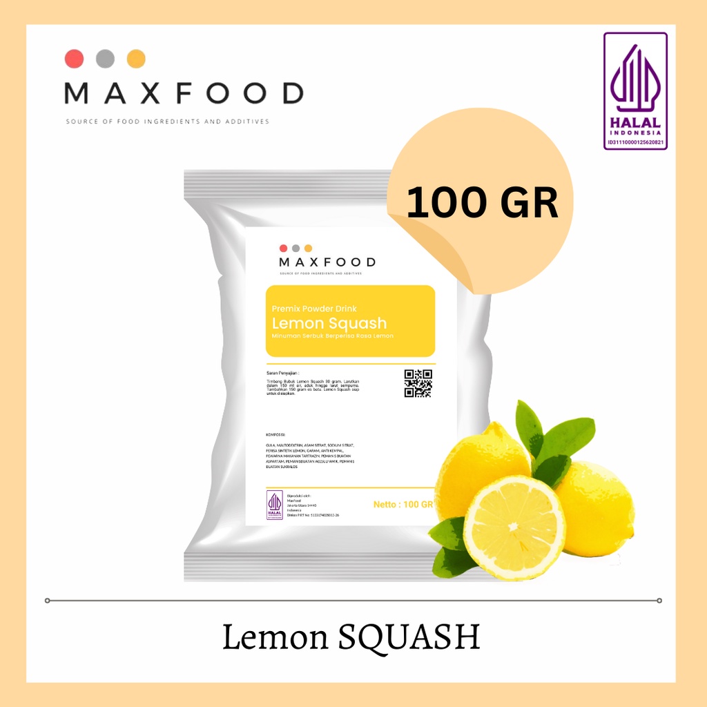 Jual MAXFOOD - Lemon Squash / Bubuk Minuman Squash Rasa Lemon 100 Gr ...