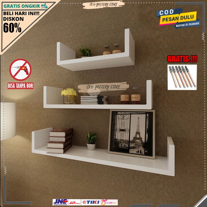 Jual Ambalan Papan Rak Hambalan Melayang (Bentuk u) Lebar 20Cm Tempat ...