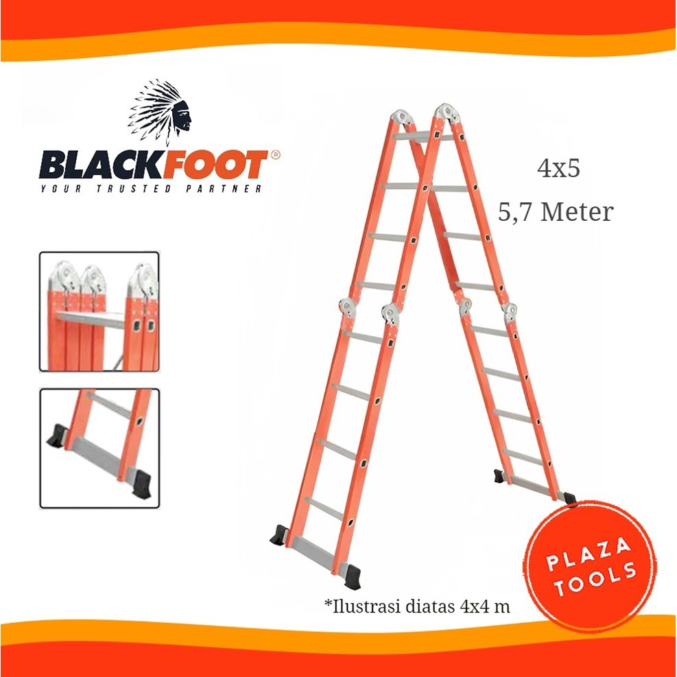 Jual Tangga Lipat Aluminium Blackfoot 4x5 / 5.7 Meter Tangga