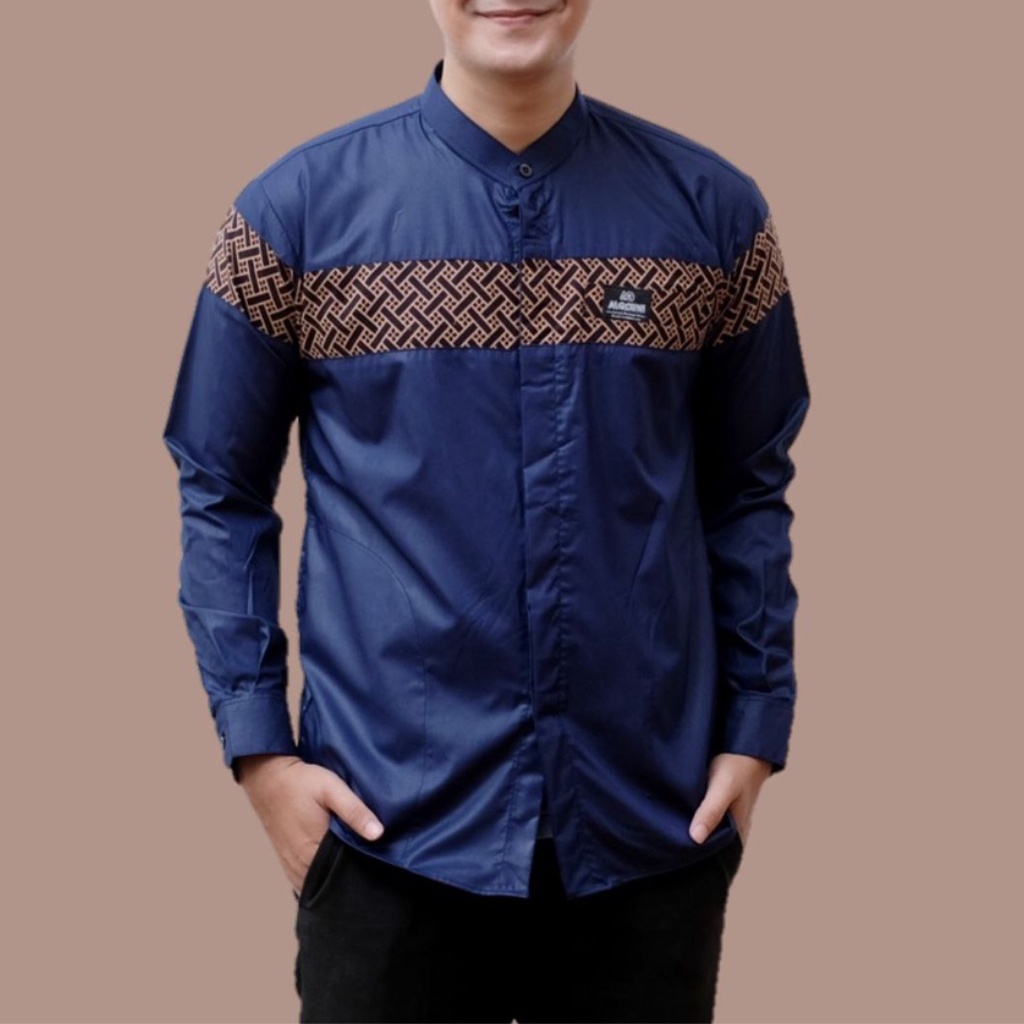 Jual Baju Koko Pria Lengan Panjang Motif Kobata Kombinasi Batik Baju