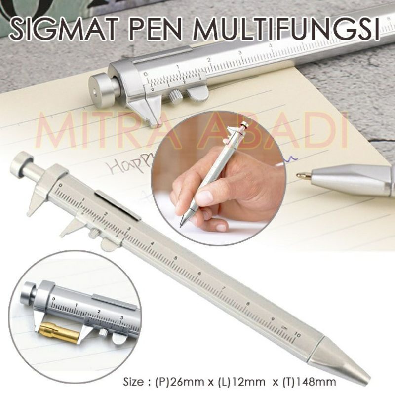 Jual Pen Ukur Sigmat Ballpoint Multifungsi Measuring Tool Scale Ruler ...