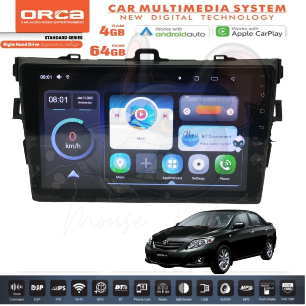 Jual Head Unit Android Orca New Standar Carplay DSP IPS 9 inch Toyota ...