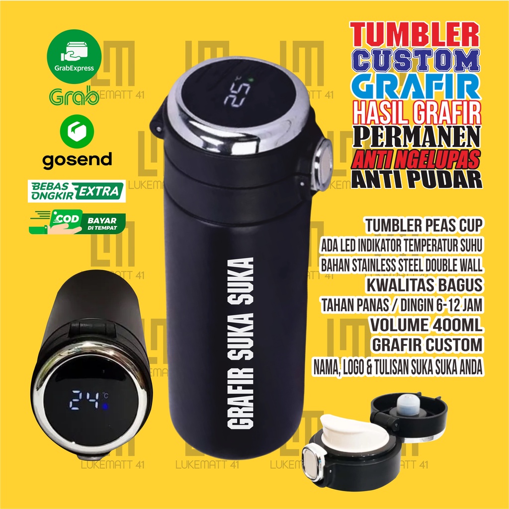 Jual Tumbler Peas Cup Led Suhu Temperatur Thumbler Peas Cup Led Suhu