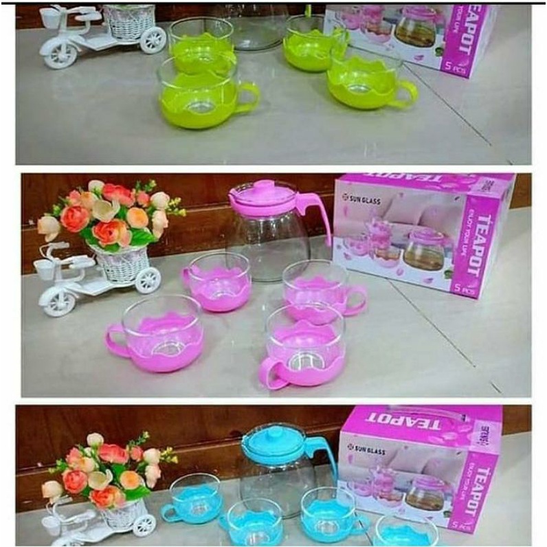 Jual Teapot Set 5in1 Teapot Kaca Teko Teh Shopee Indonesia 2572