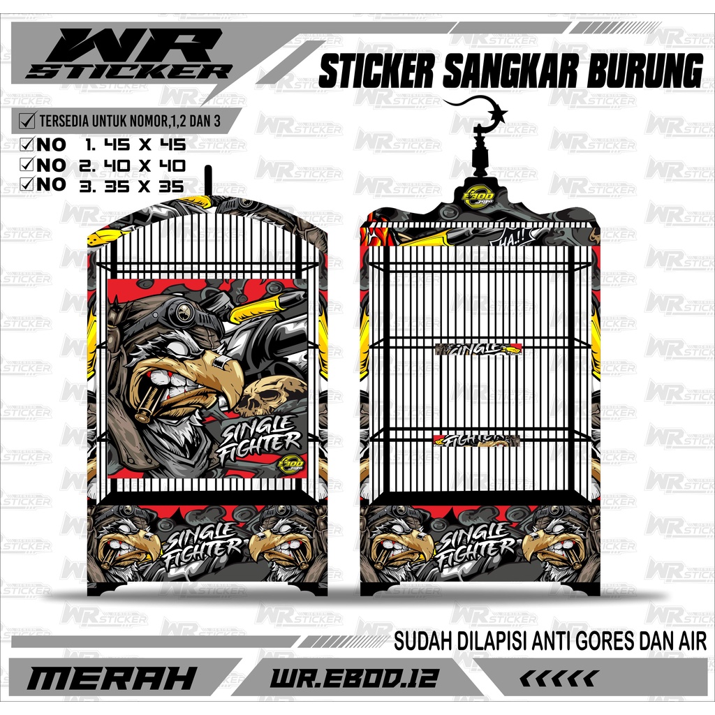 Jual Stiker Sangkar Burung Kotak Sticker Decal Kandang Burung Kosan Setiker Ebod Kotak Bnr