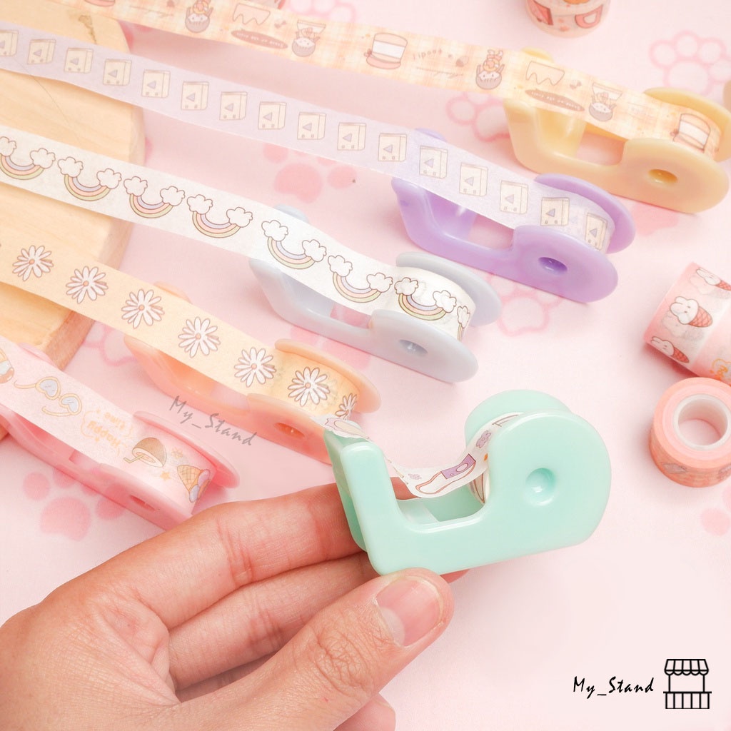 Jual Lem Washi Tape Sharemine XMJD2230 8 pcs + Dispenser 1 set solatip
