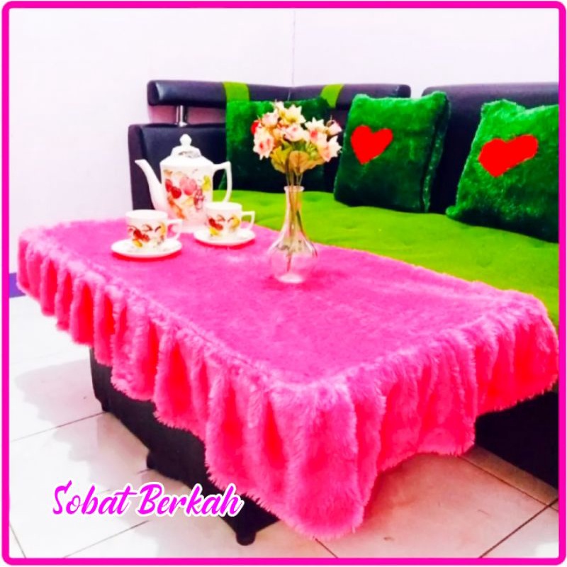 Jual Taplak Meja Rumbai Bulu Polos Ukuran P 100 L 50 Rumbai 20 Cm ...