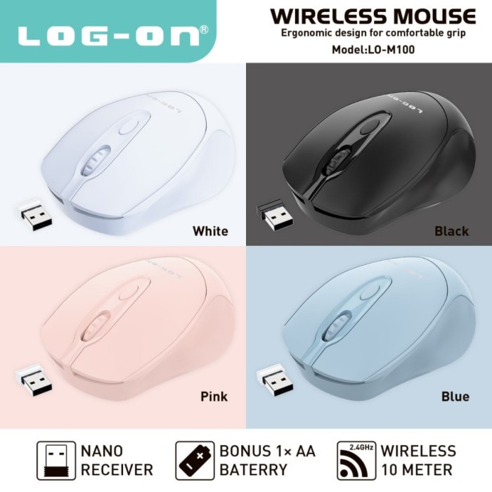Jual MOUSE WIRELESS LOG ON LO-M100 2.4GHZ - MOUSE BLUETOOTH LAPTOP/PC ...