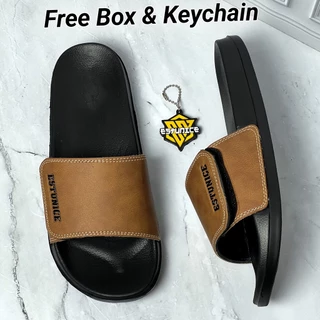 Estunice Sandal Slop Pria Slip On Slide Selop - Austin Hook Mocca