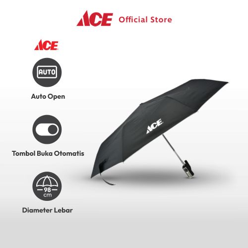 Jual Ace Cm Payung Lipat Hitam Folding Umbrella Alat Peneduh Travel Pelindung Hujan