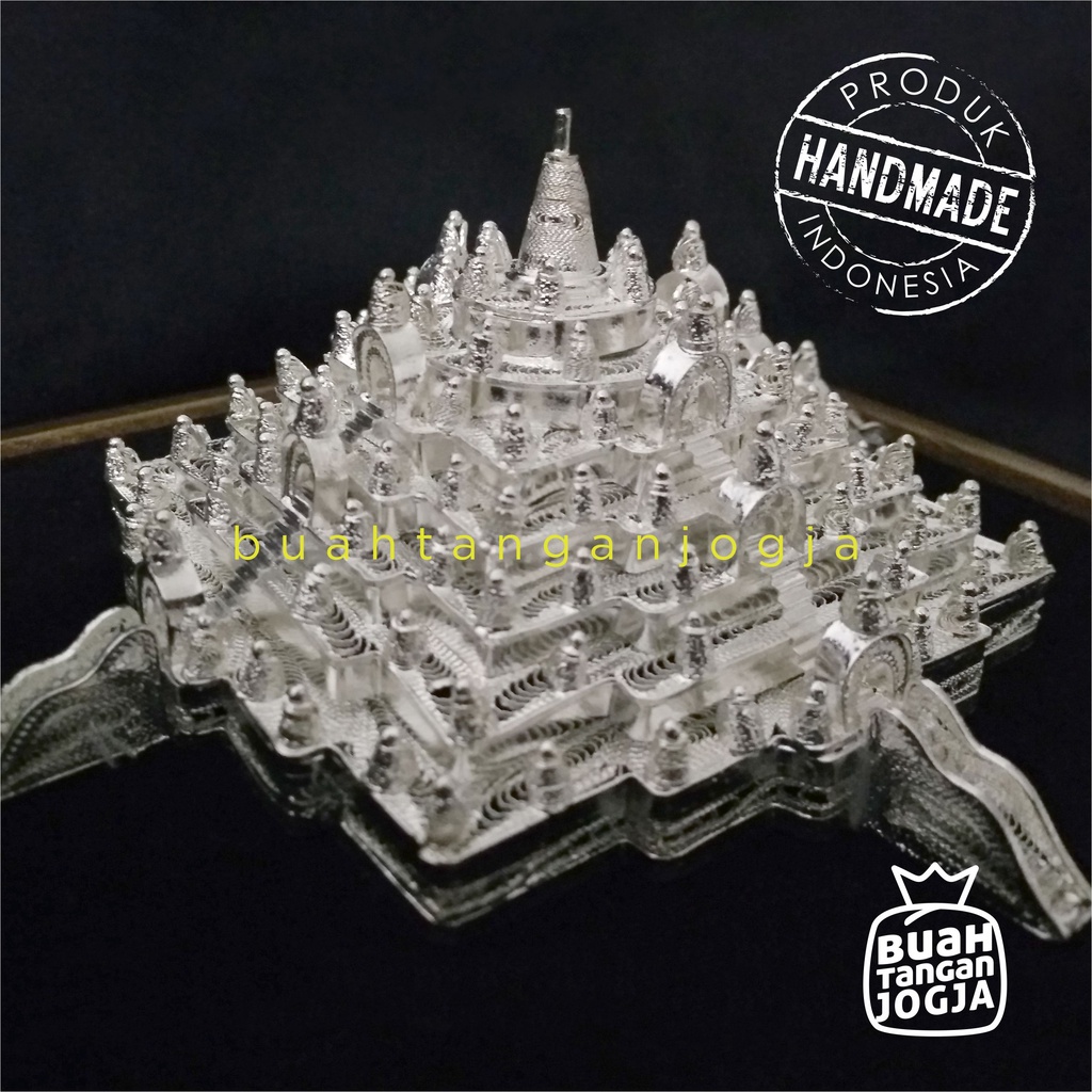 Jual Miniatur Candi Borobudur Perak 925 - Khas Kotagede Jogja 30x30cm