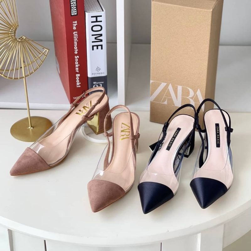 Sepatu sandal zara heels cm hitam nude black brown