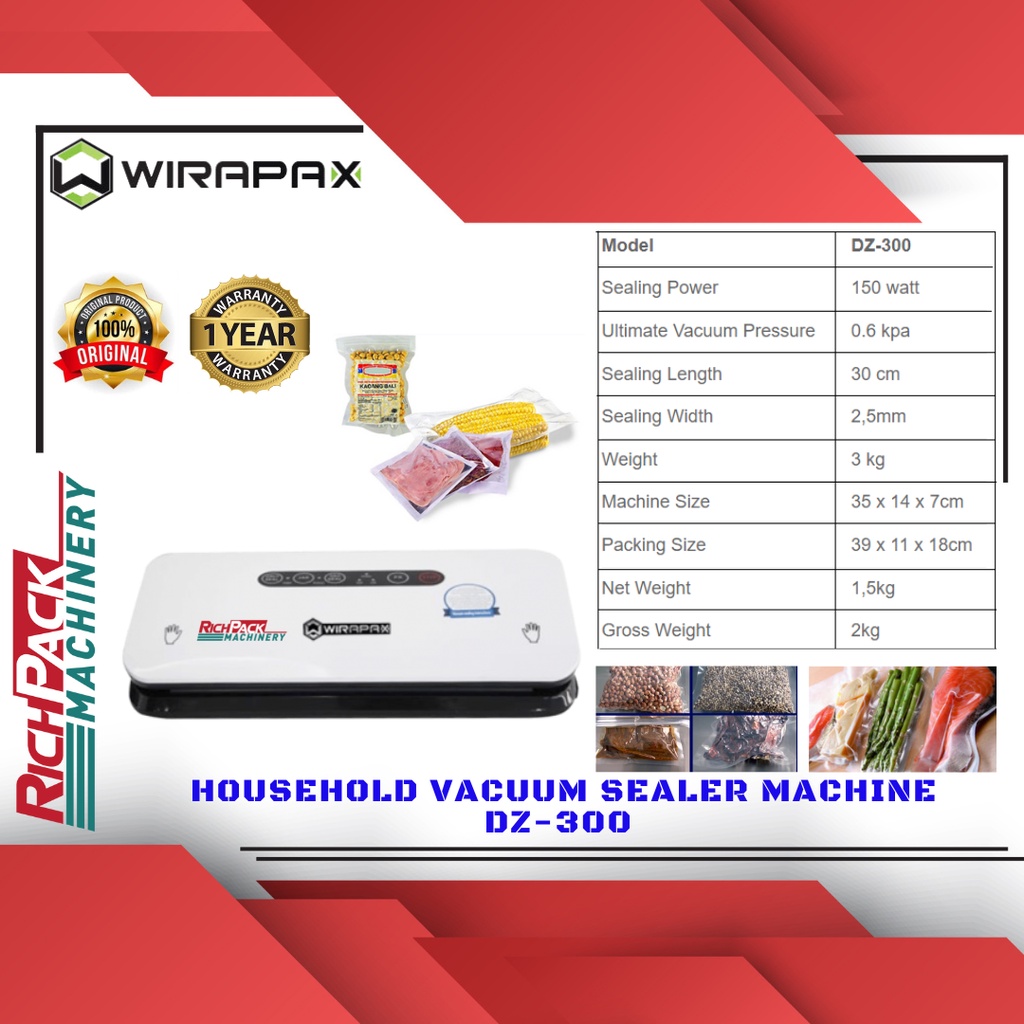 Jual Wirapax Dz Household Vacuum Sealer Mesin Vacuum Hampa Udara Shopee Indonesia