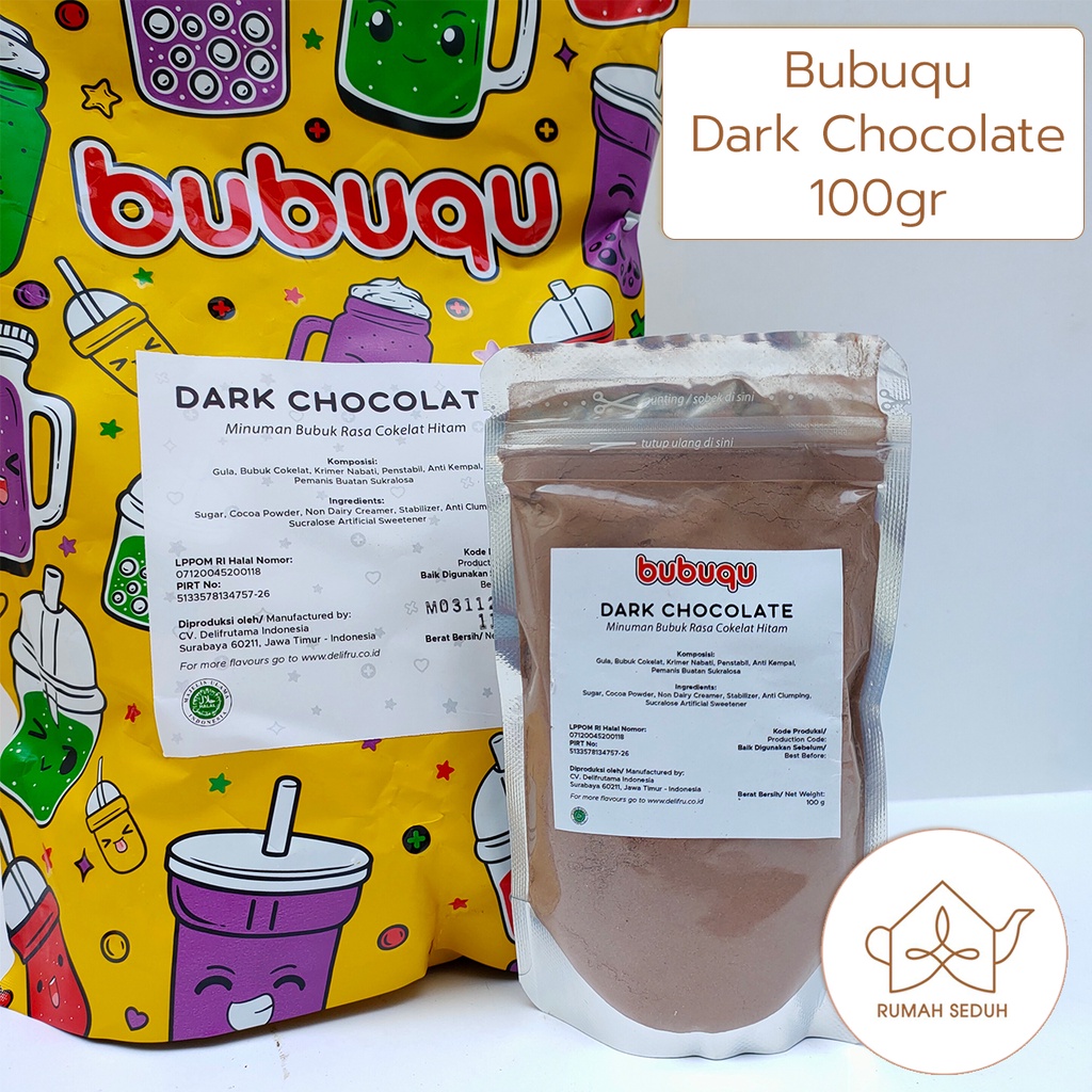 Jual Bubuqu Dark Chocolate Powder 100gr Minuman Bubuk Coklat Pahit