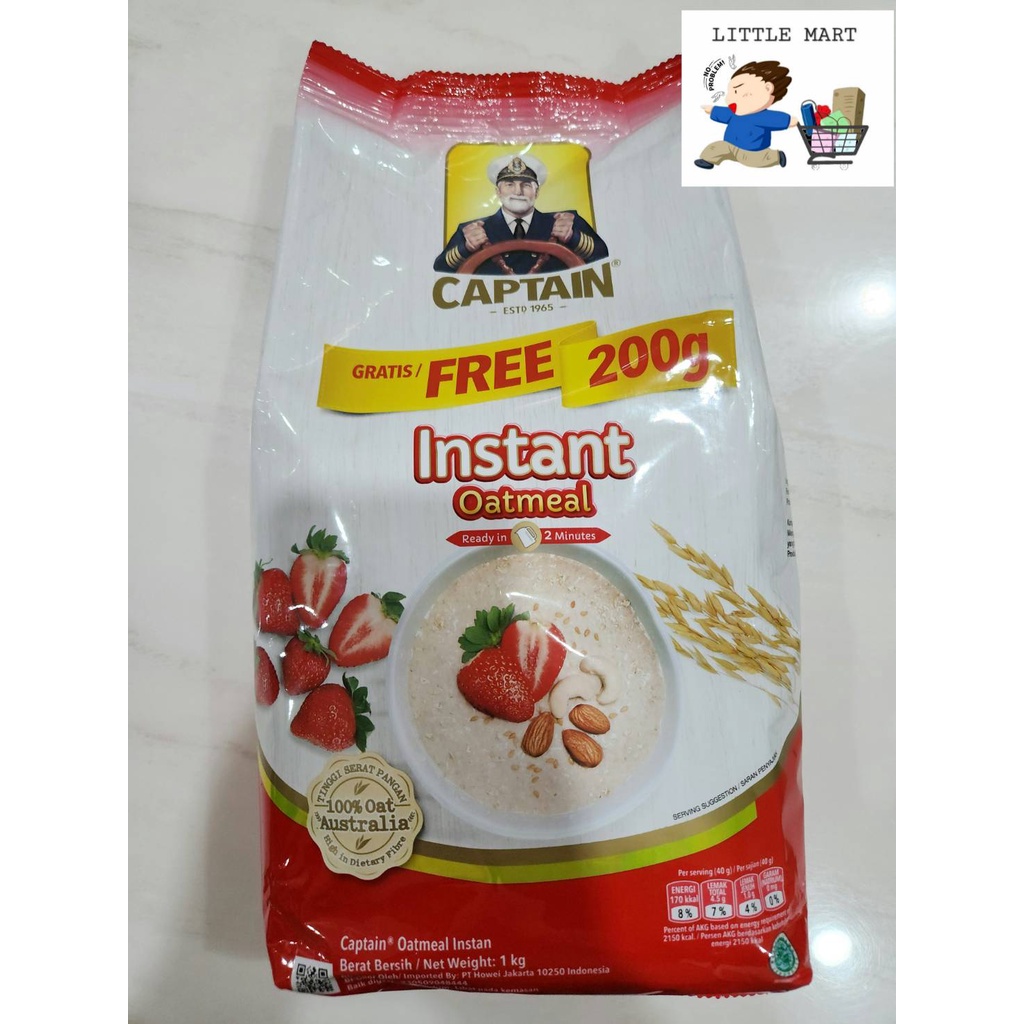 Jual Captain Oat Instant Oat Meal 800Gr + 200Gr (KEMASAN BARU) EXPIRED