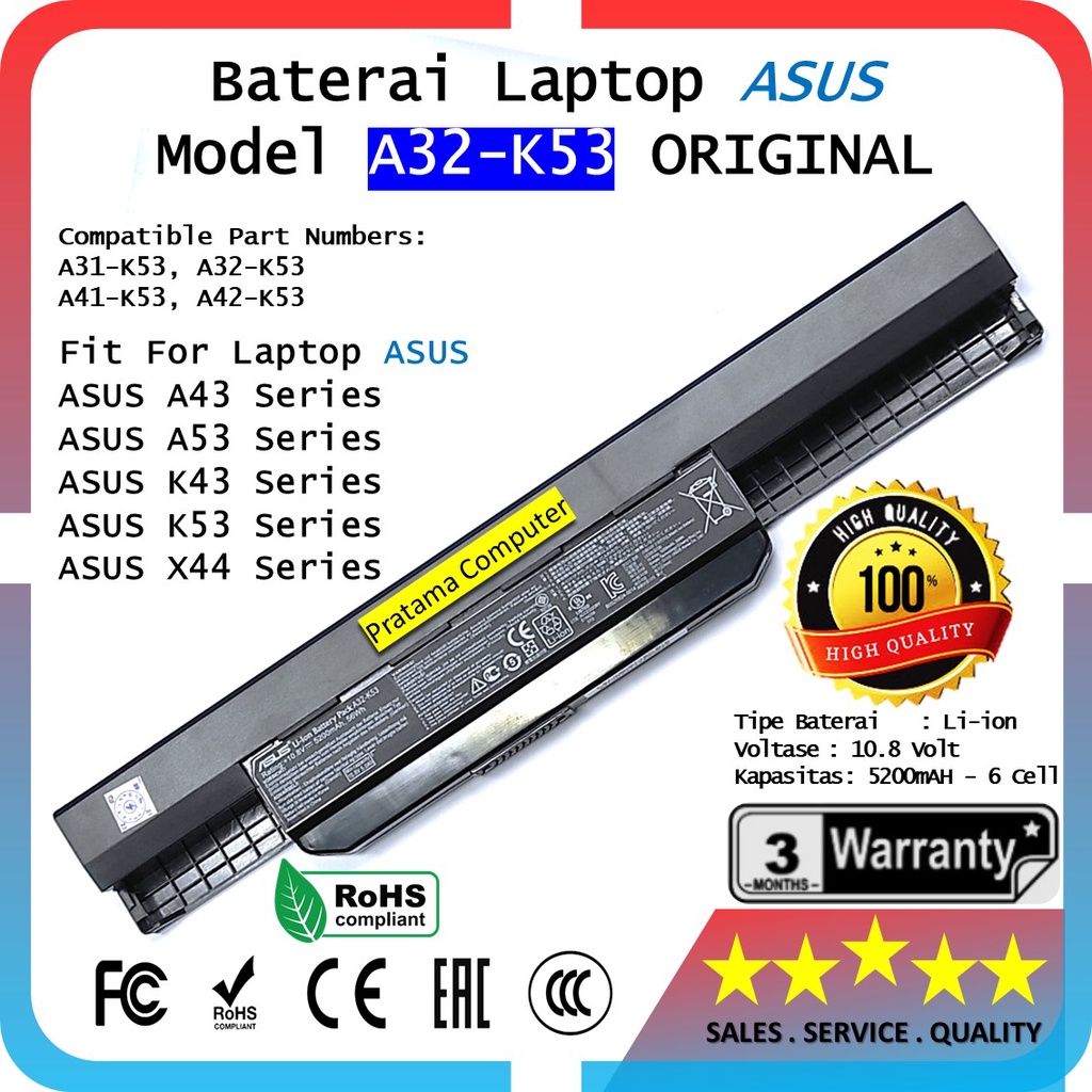 Jual Asus Original Baterai Battery Batre Laptop A43 K43 A53 K53 X44