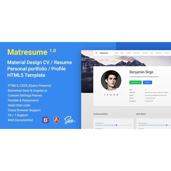 Jual Template Matresume Material Design Resume Web | Shopee Indonesia