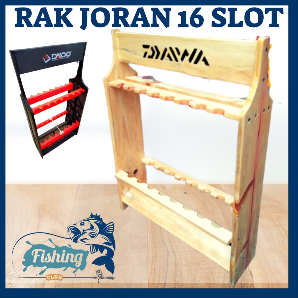 Jual RAK JORAN 16 SLOT Daido Rack ROD Holder Rak Pancing Bahan Kayu ...