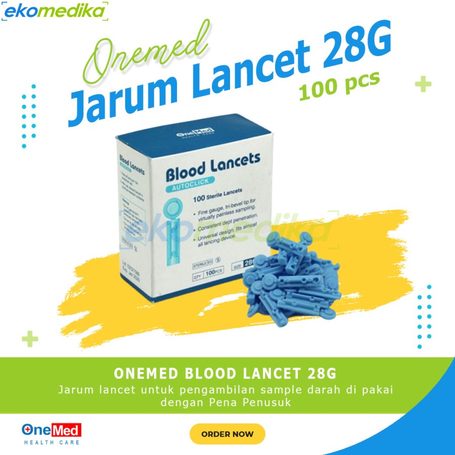 Jual Blood Lancet 28G 100ea ONEMED Ekomed AVICO General Care MED T