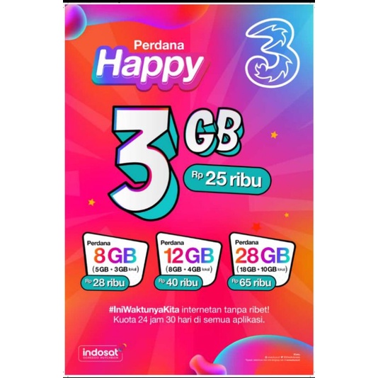 Jual Kartu Perdana TRI/ Three Happy | Shopee Indonesia