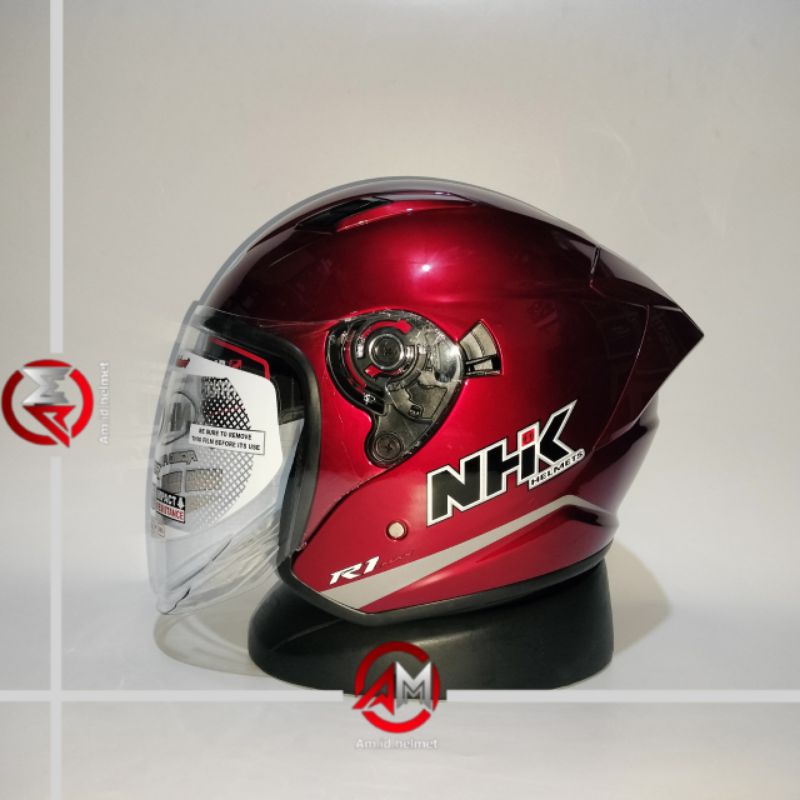 Jual HELM NHK R1 MAX SOLID ALL WARNA HALF FACE DOUBLE VISOR ORIGINAL ...