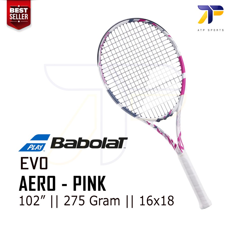 Raket Tenis Tennis Racket Babolat Evo Aero Pink 102 275 Gram Gr G 275Gram 275Gr 275G 102In 102Inch 102