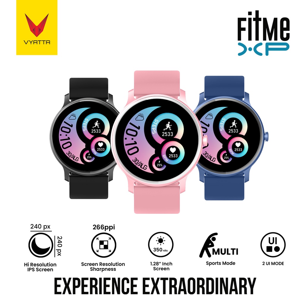 Jual VYATTA FITME XP SMARTWATCH CUSTOME WATCH FACE FULL TOUCH IPX7 SPO2 ...