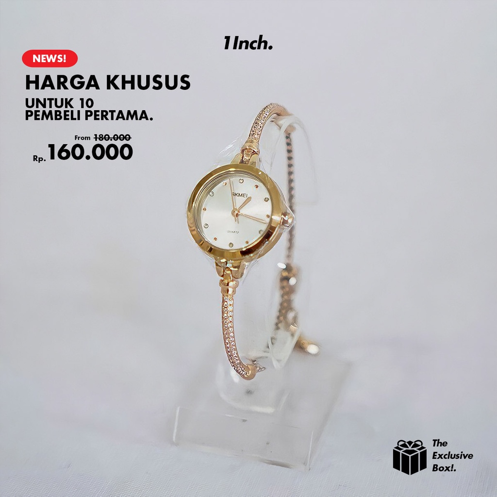 Jual Gelang Jam Tangan Analog Serut Rantai Wanita SKMEI Cewek Wanita Pria Unisex Anti Air Tahan