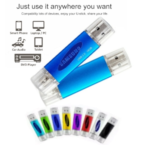 Jual Flashdisk-USB Drive 2 IN 1 OTG Samsung USB 2.0 4gb/8gb/16gb/32gb ...