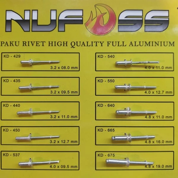 Jual NUFOSS Paku Rivet Keling Baut Sambung Ripet Aluminium HIGH QUALITY ...