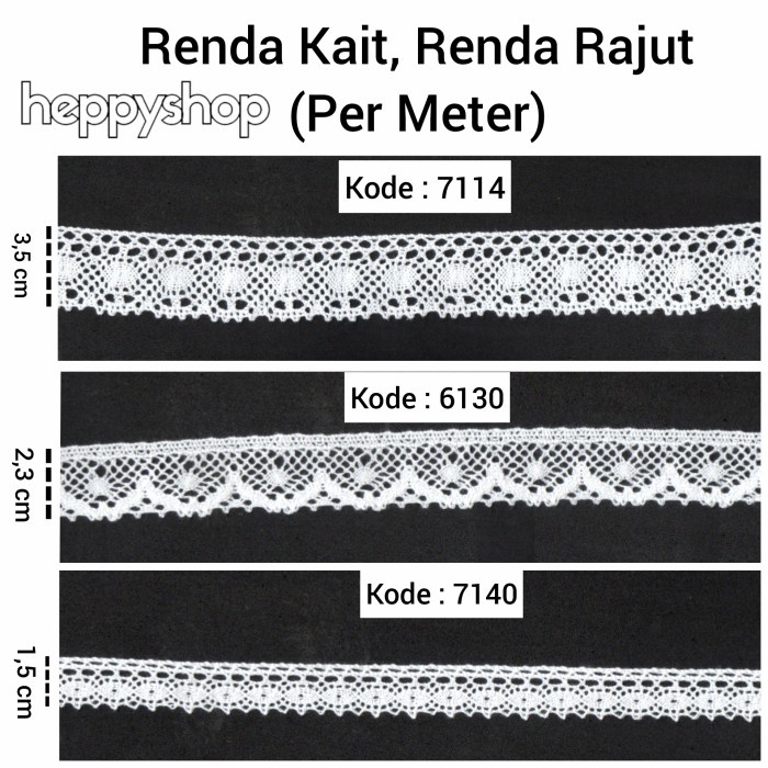 Jual Renda Renda Kait, Renda Rajut (Per Meter) | Shopee Indonesia