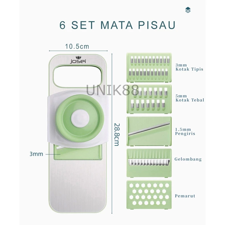 UNIK88 Parutan Sayur Dan Buah 8in1 Vegetable Cutter Premium Stainless Steel Multifungsi | AutoStock