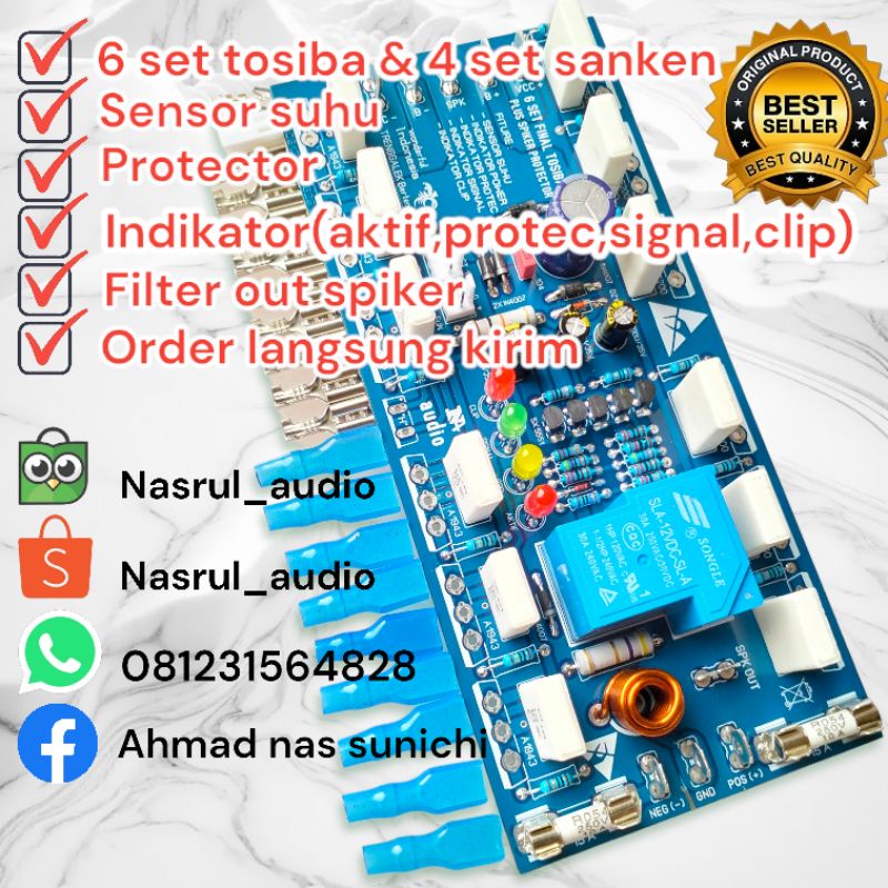 Jual PCB 6 SET TRANSISTOR FINAL THOSIBA & 4 SET TRANSISTOR SANKEN 2U