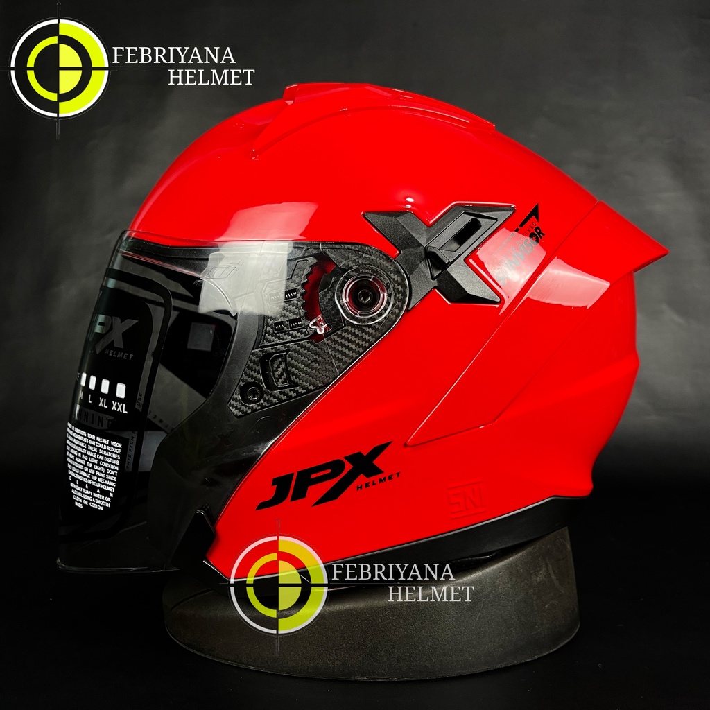 Jual HELM JPX NOVA X SOLID RED FERARRI HALF FACE JPX DOUBLE VISOR
