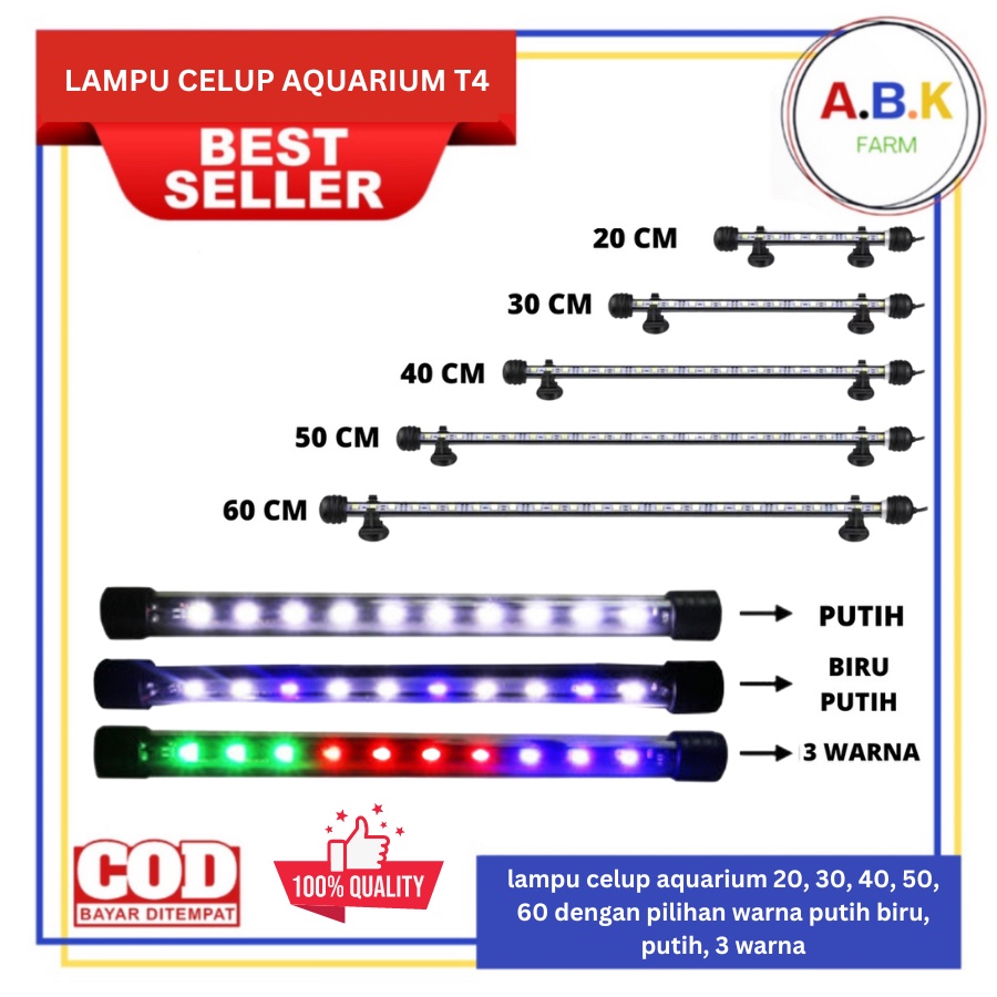 Jual Lampu LED CELUP AQUARIUM AQUASCAPE AKUARIUM UKURAN 20 30 40 50 60 ...