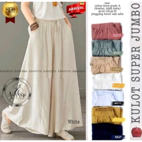 Celana Kulot Super Jumbo Kain Katun Linen