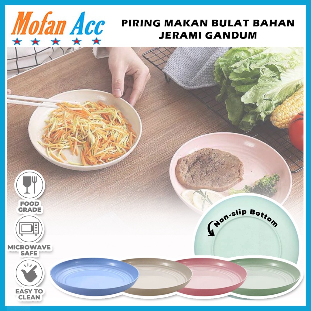 Jual Piring Makan Bulat 20cm 15cm Bahan Jerami Gandum BPA FREE Tahan ...