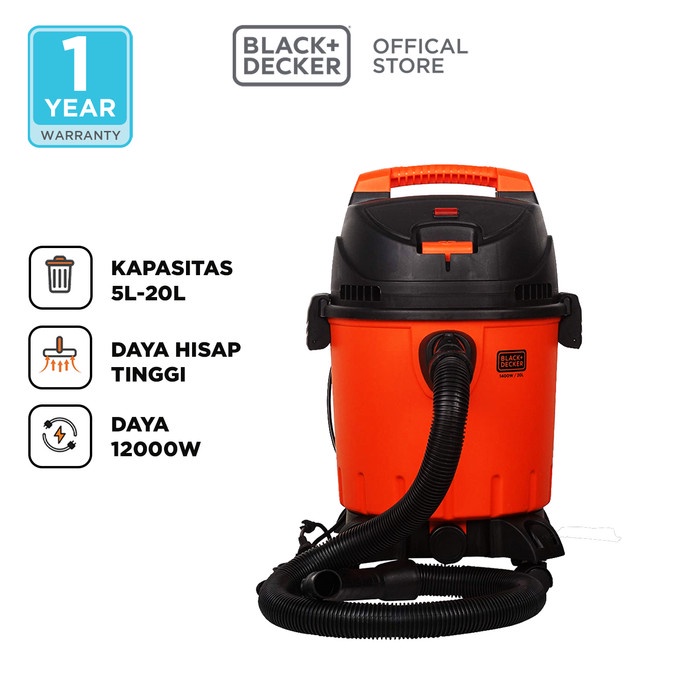 Jual BLACK+DECKER VACUUM CLEANER WET & DRY 20L (BDWD20B1) ORIGINAL