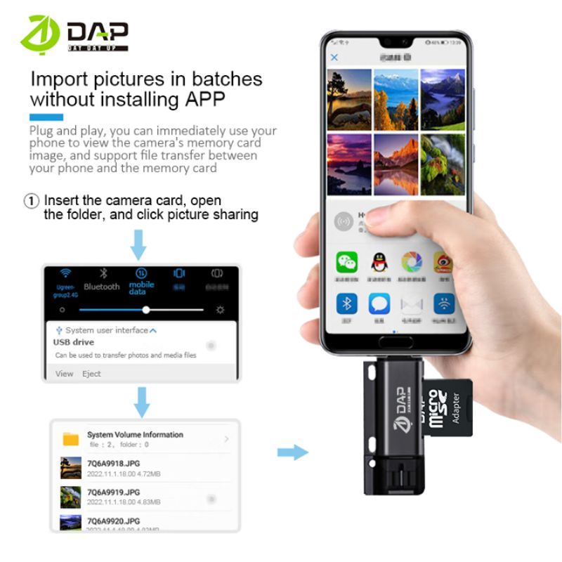 Jual DAP Card Reader Micro SD, SDHC, TF, SD, MMC D-CR02 | Shopee Indonesia
