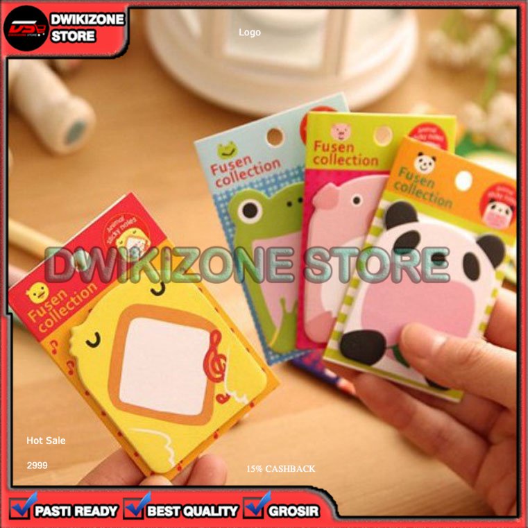 Jual [DZS] STICKY NOTES TEMPELAN CATATAN KERTAS KARAKTER ANIMAL ...